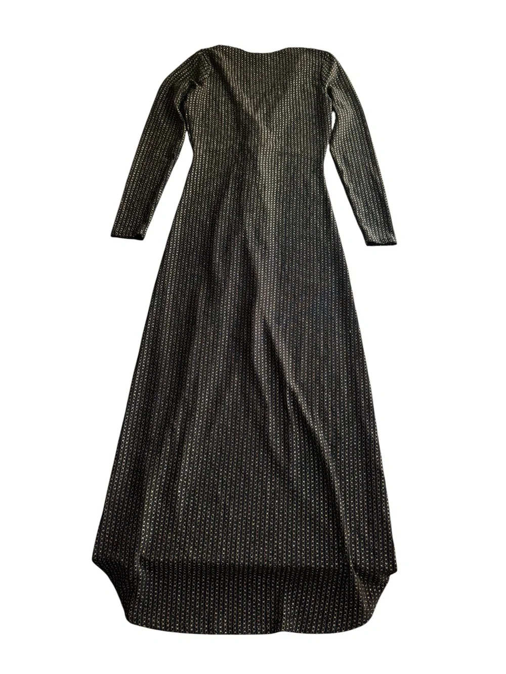 Betsey Johnson Maxi Dress Long Black Gold Metallic Twist Size Small NWOT Formal
